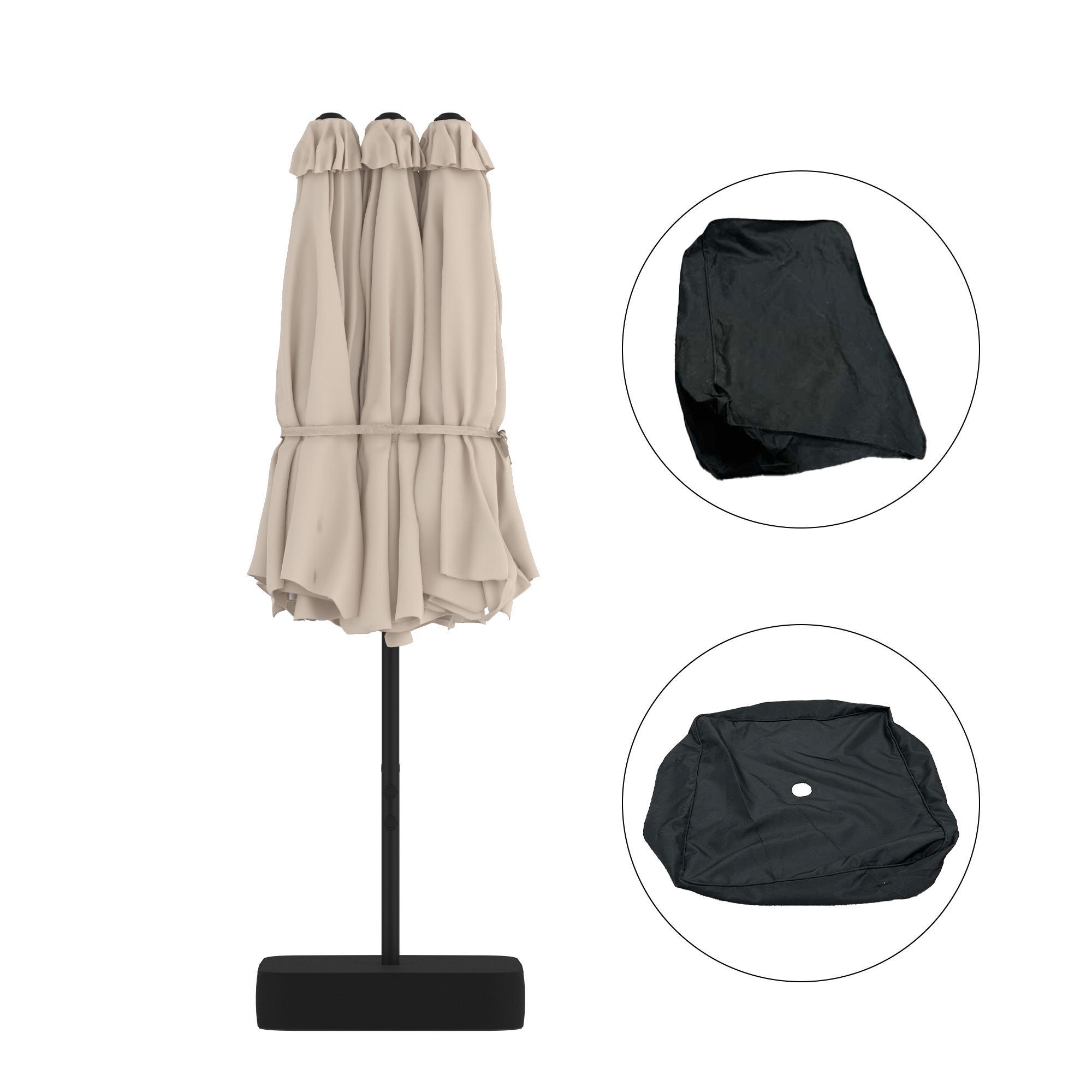 FUFU&GAGA 15ft Large Solar Umbrella Outdoor Patio Yard Umbrella Double-Sided Rectangle Market 36 LED Lights Patio Umbrella with 12 Sturdy Ribs FUFU&GAGA 15ft Large Solar Umbrella Outdoor Patio Yard Umbrella Double-Sided Rectangle Market 36 LED Lights Patio Umbrella with 12 Sturdy Ribs