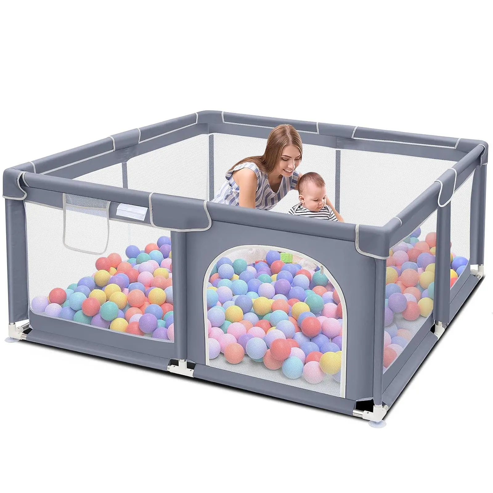 Baby Playpen, Indoor&Outdoor Playard, Play Pens for Kid Activity Center, Sturdy Safety Baby Fence with Breathable Mesh for Toddler