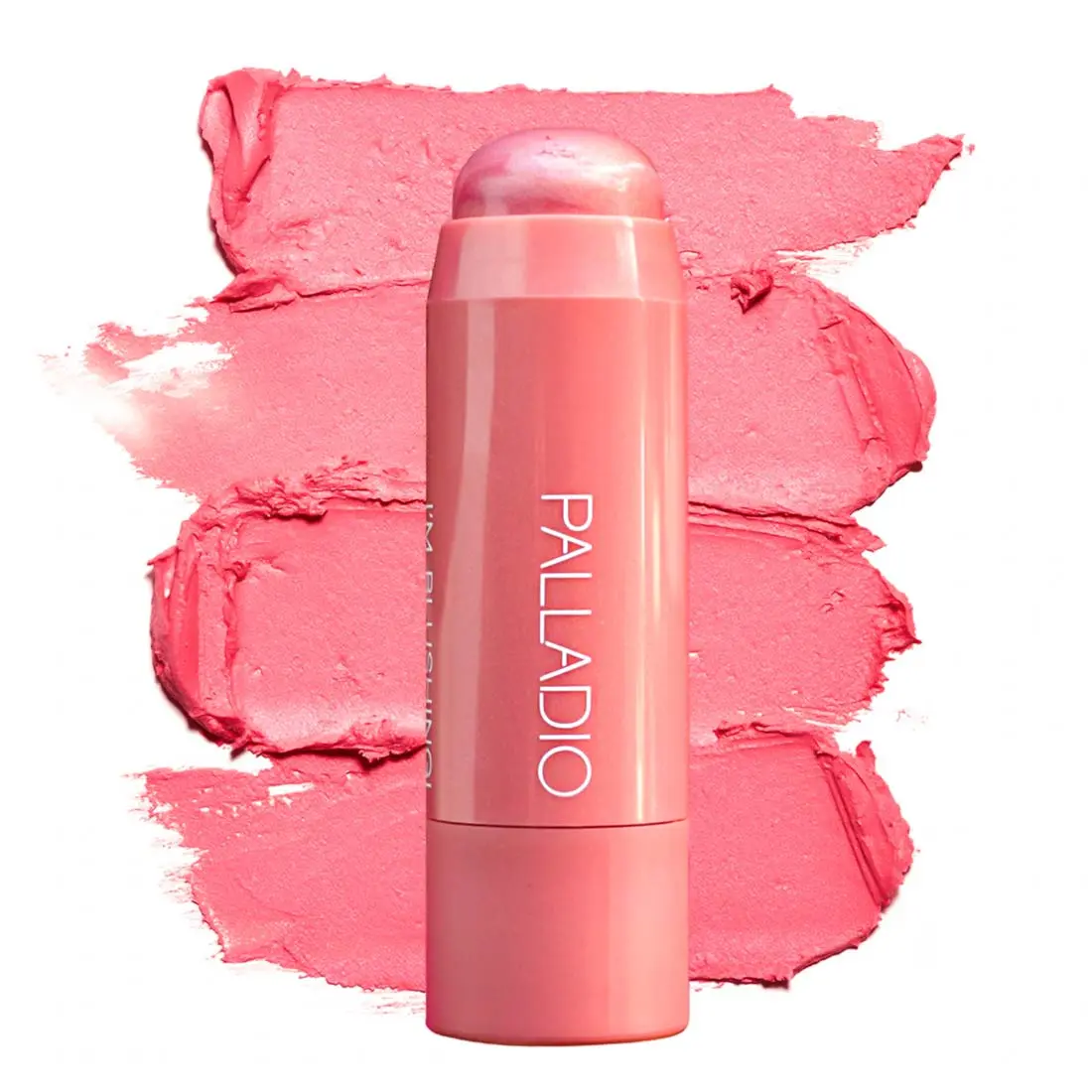 Palladio Beauty I'm Blushing 2-in-1 Herbal Cosmetic Cheek and Lip Tint - Dewy, Shimmery, Buildable Lightweight Cream Blush with Flower & Ginseng Hydrating Formula, Easy Application, All-Day Wear, Peach