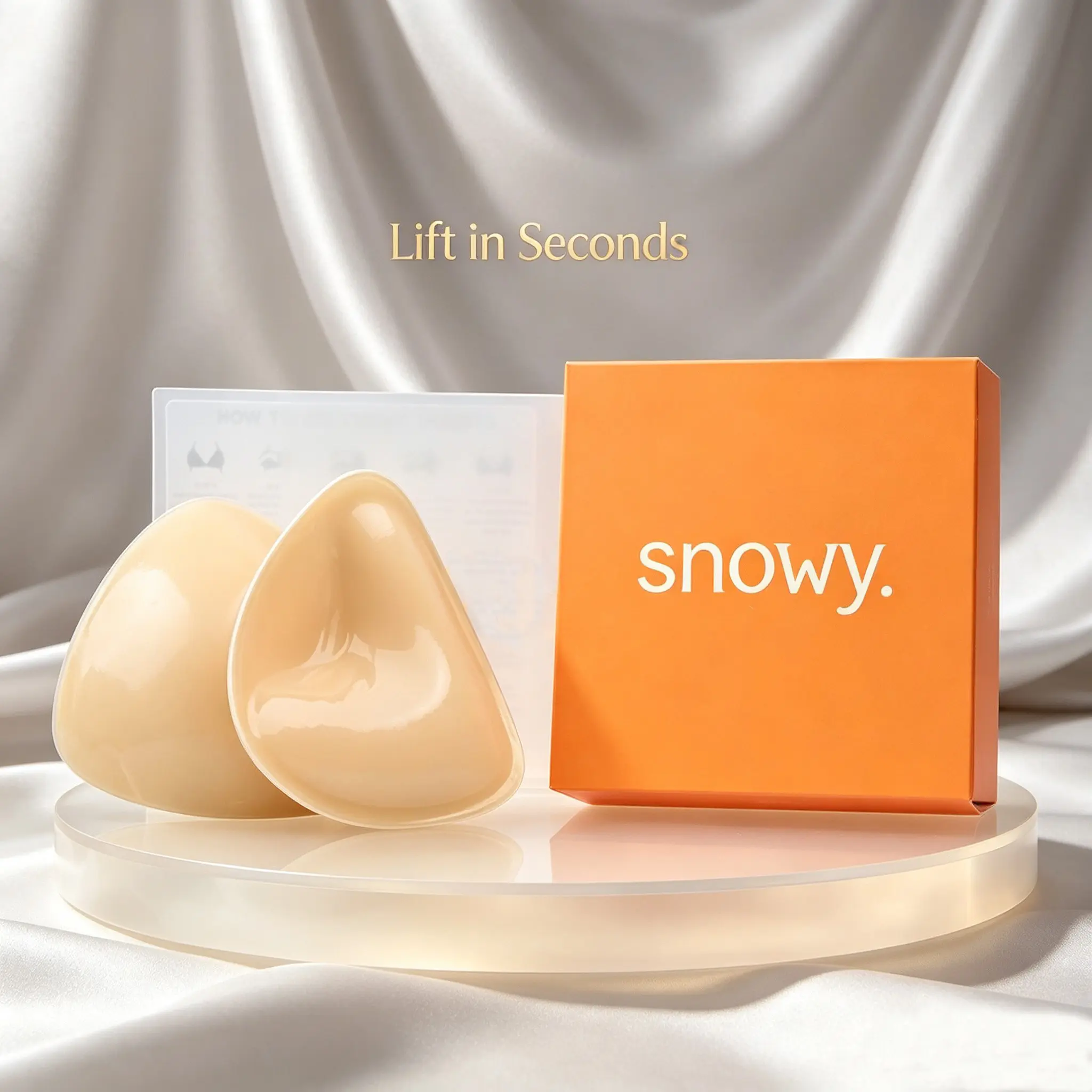 Women's SNOWY Boost Sticky Bra Inserts - Medical Silicone Double-Sided Stick-On Chest Pads, Sweatproof, Instant Curve Enhancement for Swimwear, Evening Gowns