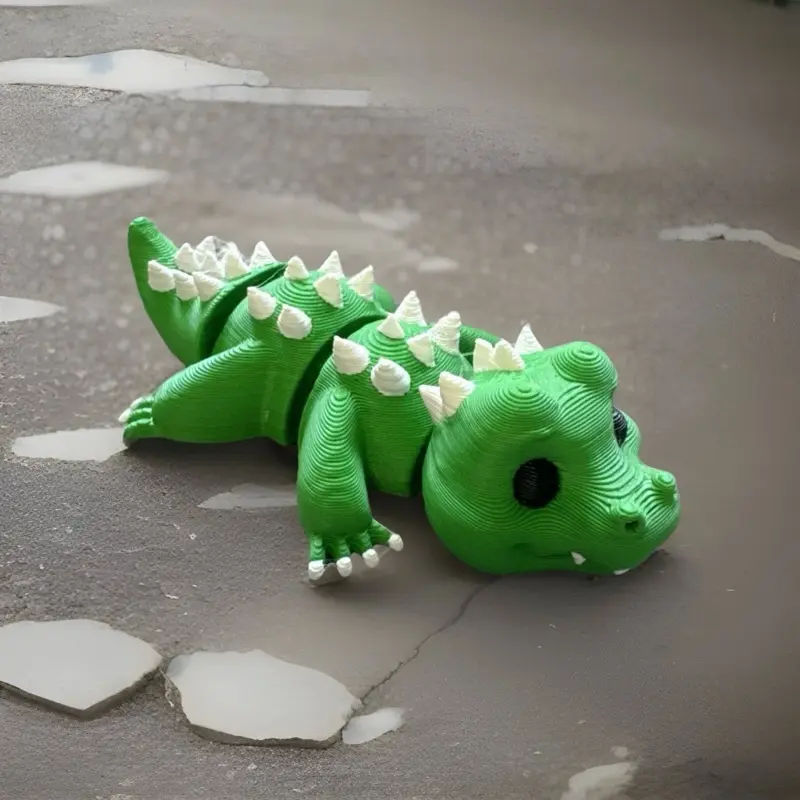 Articulated 3D Printed Flexi Fidget Green Alligator Toy Or Desk Top Pet Toy