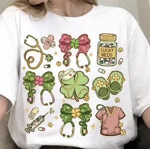 St. Patricks Day Nurse Sweatshirt T-Shirt, St.Patricks Day Nurse Coquette Tee, Nurse St Patricks Day Hoodie, Nurse Gift, St.Patricks Sweater, Shamrock