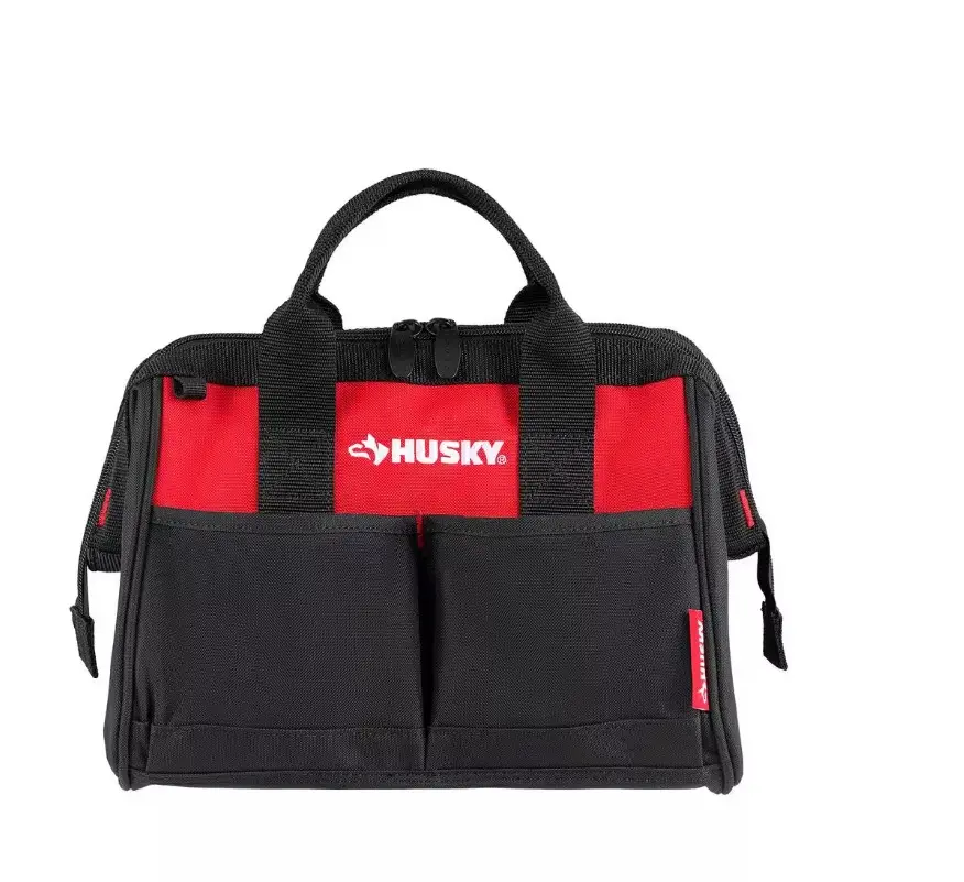 12 in Heavy-Duty Tool Bag with 4 Pockets, Zippered Organizer for Hand Tools & Hardware Storage