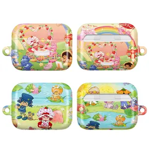 Kawaii Strawberry Shortcake Style AirPods Case – Cute Cartoon Rainbow Bear Aesthetic Protective Cover for AirPods 4 3 2 1 & Pro 1/2/3, Girls Cute Gift