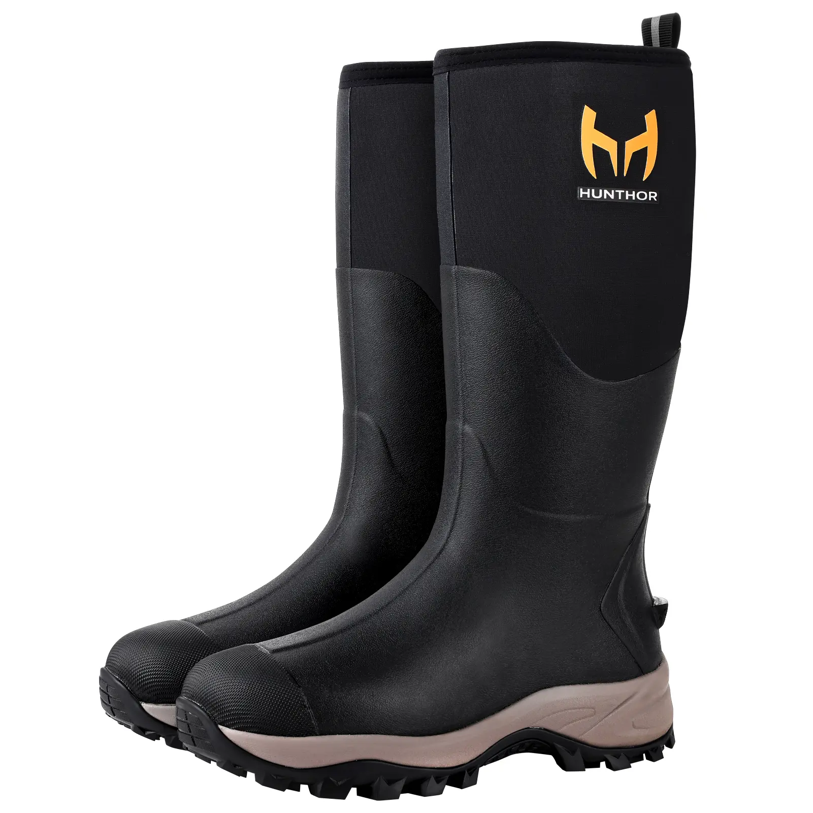 Hunthor Women's Rubber Boots - Steel Shank, 6mm Neoprene, Waterproof Walking Shoes with Pull-On Design, Round Toe for Hunting, Outdoor Work, Footwear, Flexible, Deep-Tread, Rubber Shell, Natural Rubber