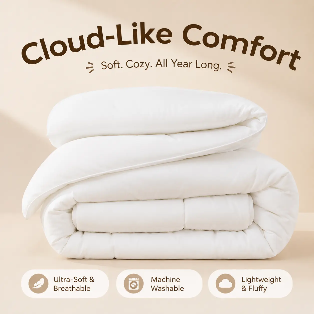 Marshmallow Cloud Cooling Comforter, Dual-Sided Breathable Duvet Insert, Lightweight Summer Cooling Blanket for Hot Sleepers, Soft Bedding