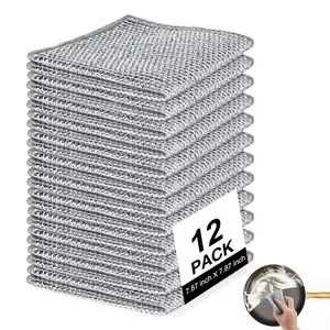 12 Pcs New Upgrade Steel Wire Dishcloth,Non Scratch Wire Dishcloth for Wet and Dry Use,Powerful Cleaning Non-Scratch Wire Dishcloth Rag for Cookware, Sinks, Dishes, Stove Tops