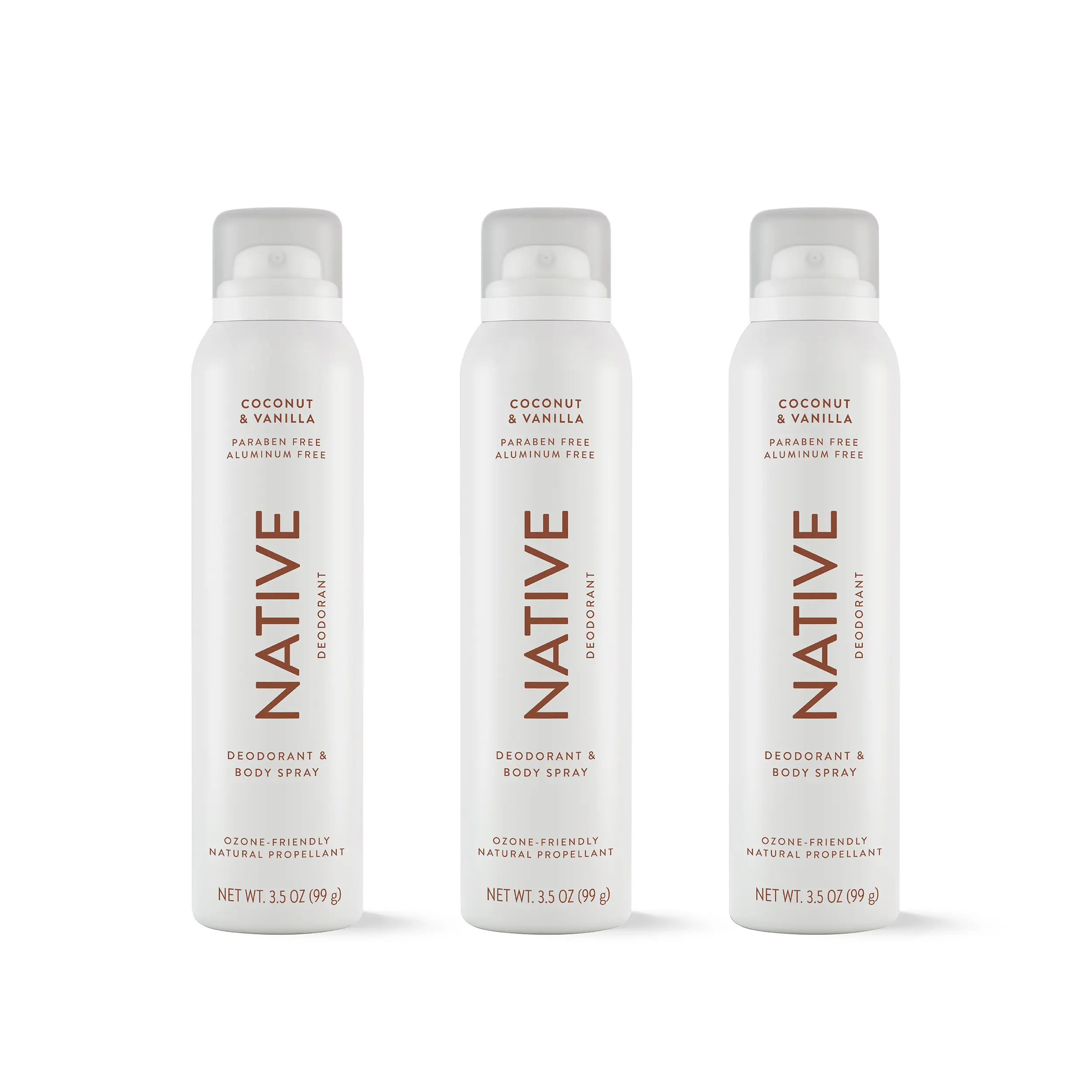NATIVE Aluminum-Free Deodorant Spray 3-Pack – 3.5 oz, Odor Protection