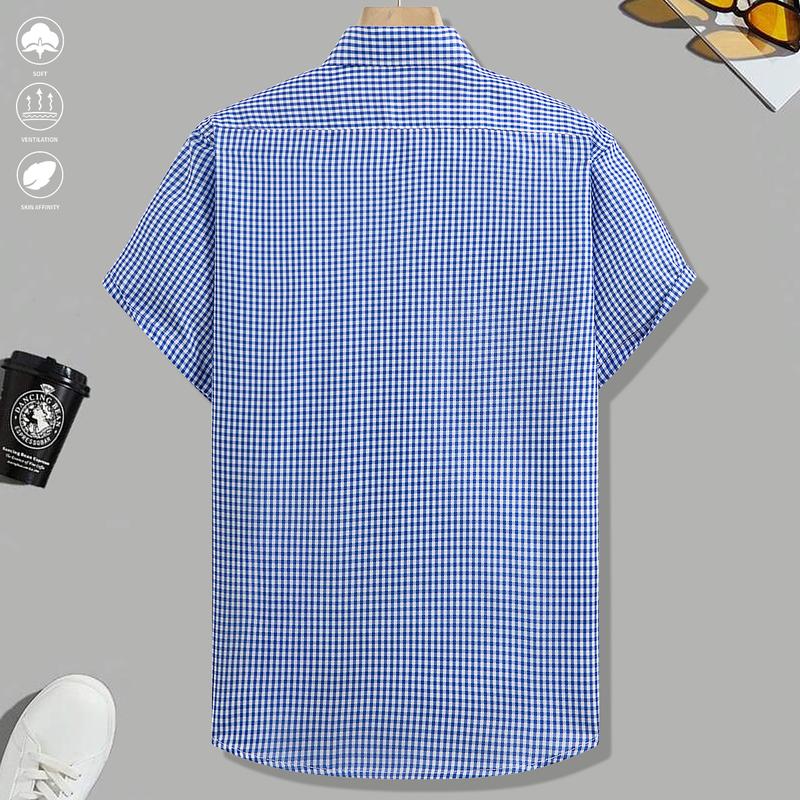 3-piece set, summer short-sleeve shirts, lightweight breathable plaid shirts, suitable for beach vacations, pool parties, and casual wear, plaid shirts, men's shirts, men's short-sleeve tops