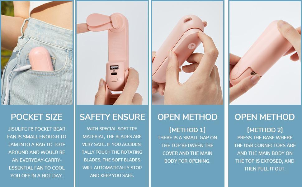 JISULIFE Portable Mini Fan, USB Rechargeable 4500mAh with Power Bank,Flashlight for Travel/Eyelash,Birthday Gifts for Women/Mom/Her/Girl portable mini