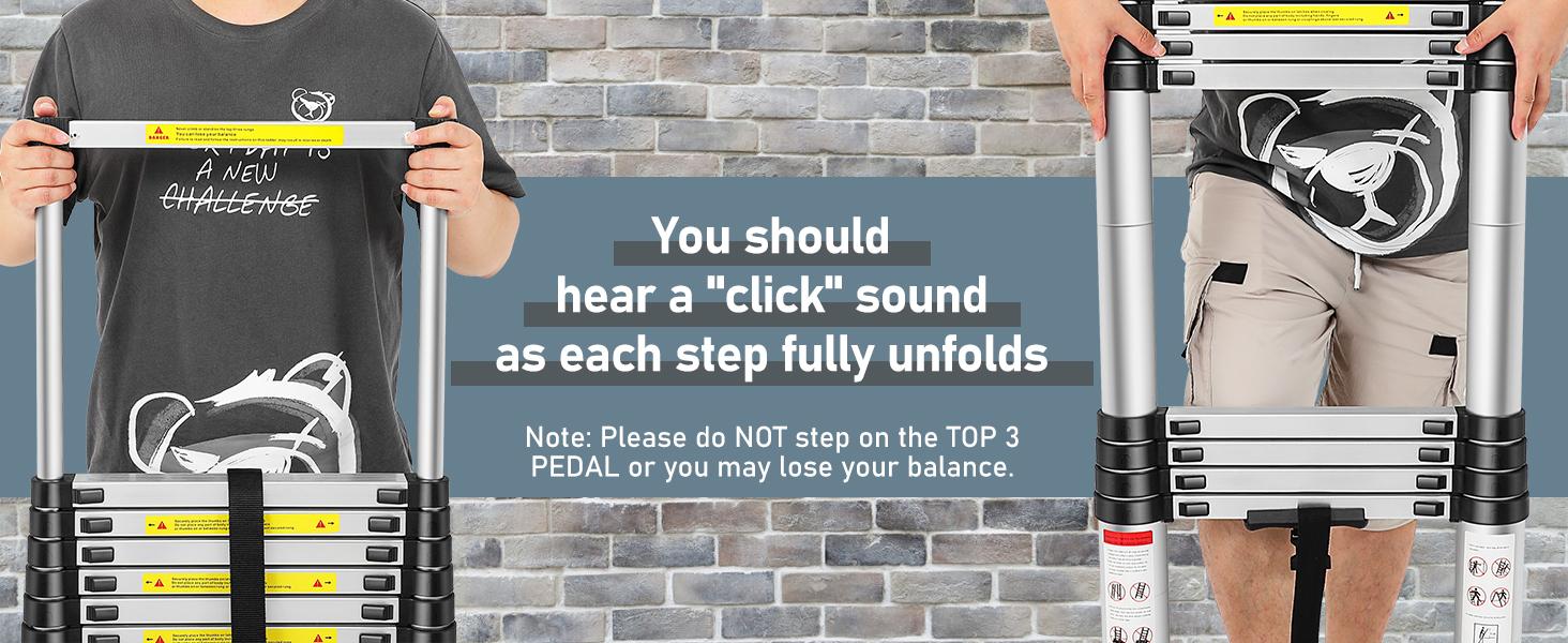 Telescopic extension ladder,aluminium one-touch telescopic folding with non-slip feet,portable multi-purpose indoor outdoor work ladder folding ladder collapsible extension,fathersdaygifts