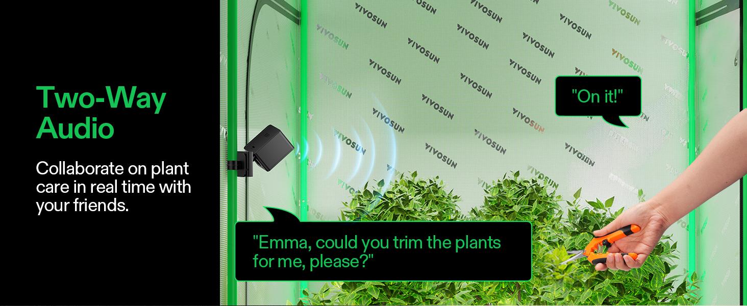 VIVOSUN GrowCam C4, 2K QHD WiFi Smart Camera for Grow Tent & VGrow Smart Grow Box, Timelapse, Night Vision, SD Card Storage, 2-Way Audio, App Control