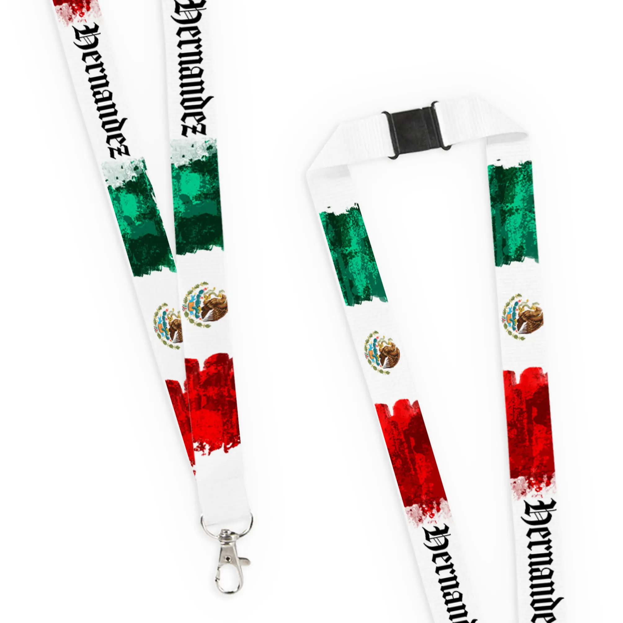 Personalized Mexican Artistic Flag Lanyard - Custom Mexico Long Lanyard Badge Holder with Breakaway Clasp