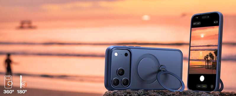 TORRAS OStand Q3 Spin Magnetic Stand Case for iPhone 17 Pro Max with 360° Rotatable Kickstand 4X Military-Grade Protection Protection & MagSafe Compatible