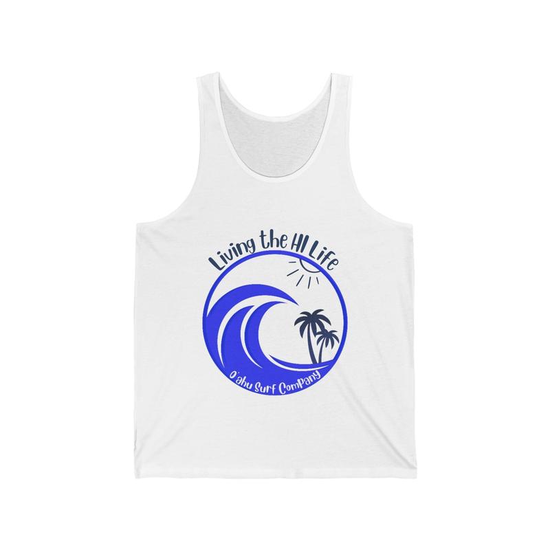 O'ahu Surf Company Men's Living the HI Life Hawaii - HI-Surf Tank Top, 100% Combed Cotton - Fabric Menswear Gym
