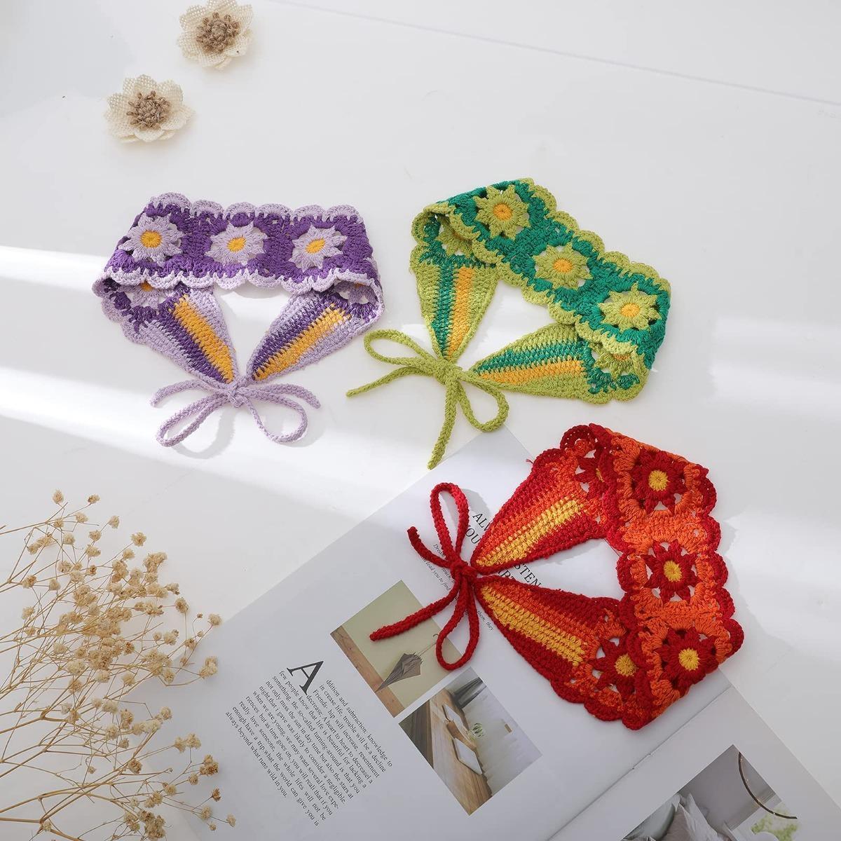 AWAYTR 3Pcs/Set Hippie Hair Bandanas Headbands for Women Boho Headband Knit Hair Bands Floral Head Wrap for Girls AWAYTR 3Pcs/Set Hippie Hair Bandanas Headbands for Women Boho Headband Knit Hair Bands Floral Head Wrap for Girls