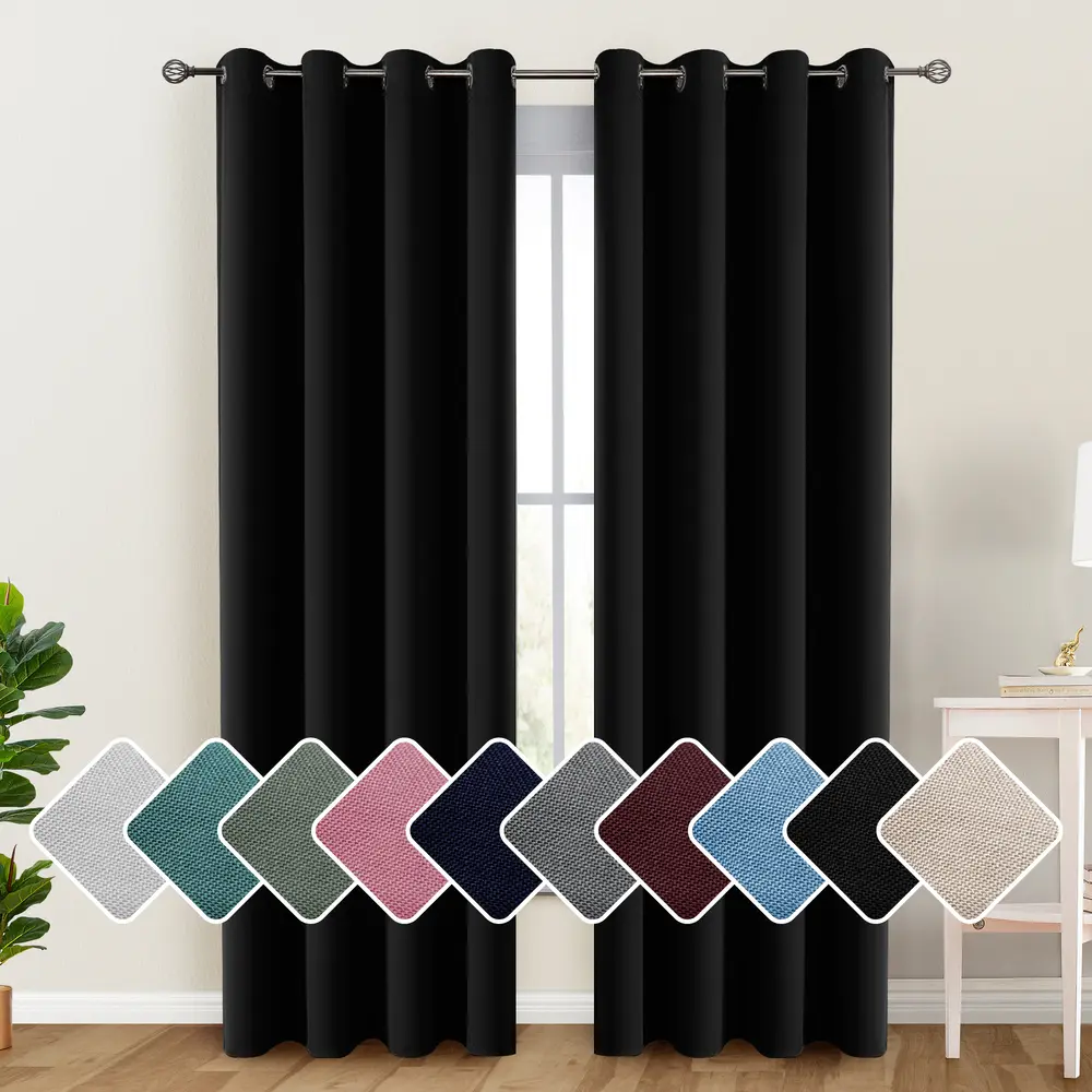 Lux Decor Room Darkening Curtains (2 Panels) – Thermal Insulated, Soundproof Grommet Drapes for Living Room & Bedroom, Heavy-Duty Noise Reducing Window Curtains
