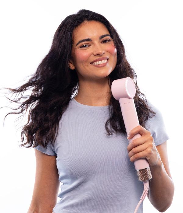 FoxyBae Blush Shimmer Super Styler Pro+ Styling Set – Interchangeable Hair Styler & Salon Equipment with Auto-Wrap Heated Curler, Blowout & Round Brushes – Frizz-Free, Smooth, Shiny Hair