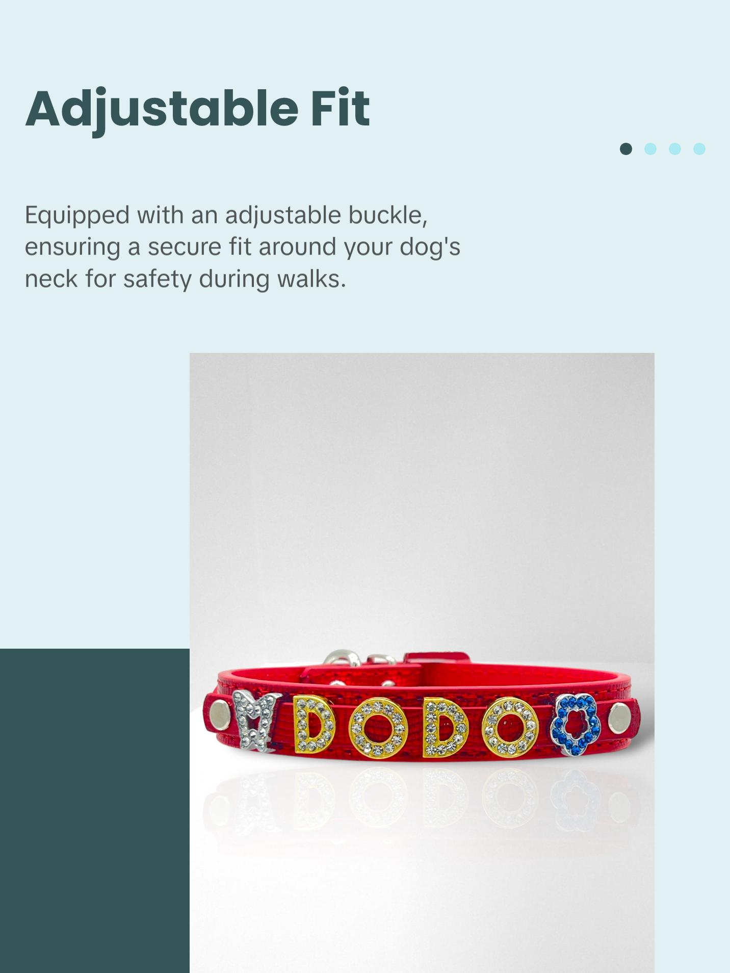 ALPHABET Shine Personalized Handmade PU Leather Dog Collar