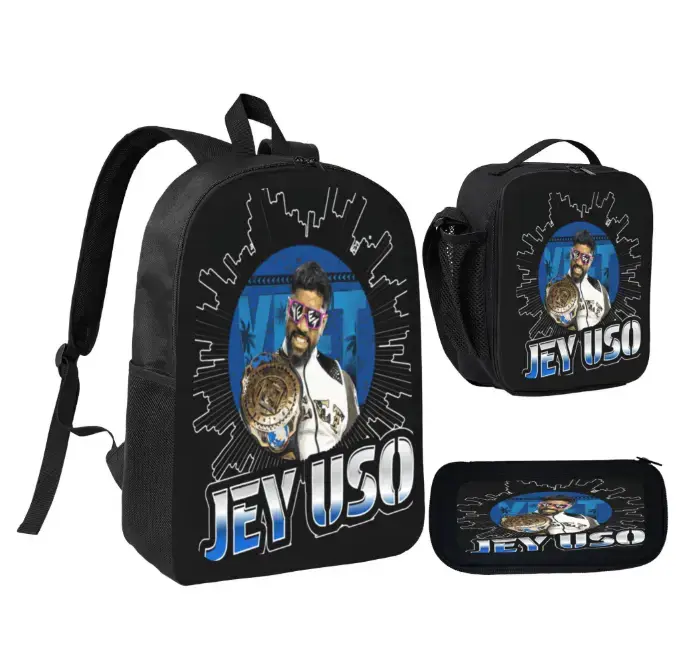 3-in-1 Backpacks for School Set Pack for Teens, Unisex Superstar Print Oxford Bag with Insulated Lunch Box & Pencil Case, Large Capacity with Zipper Closure