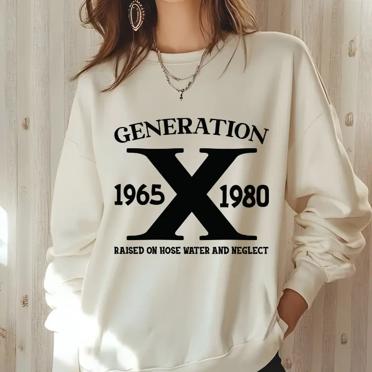 Gen X 1965-1980 Raised on Hose water and Neglect With Full Back Direct To Film Print, DTF Print, Ready To Press Print For T-Shirts