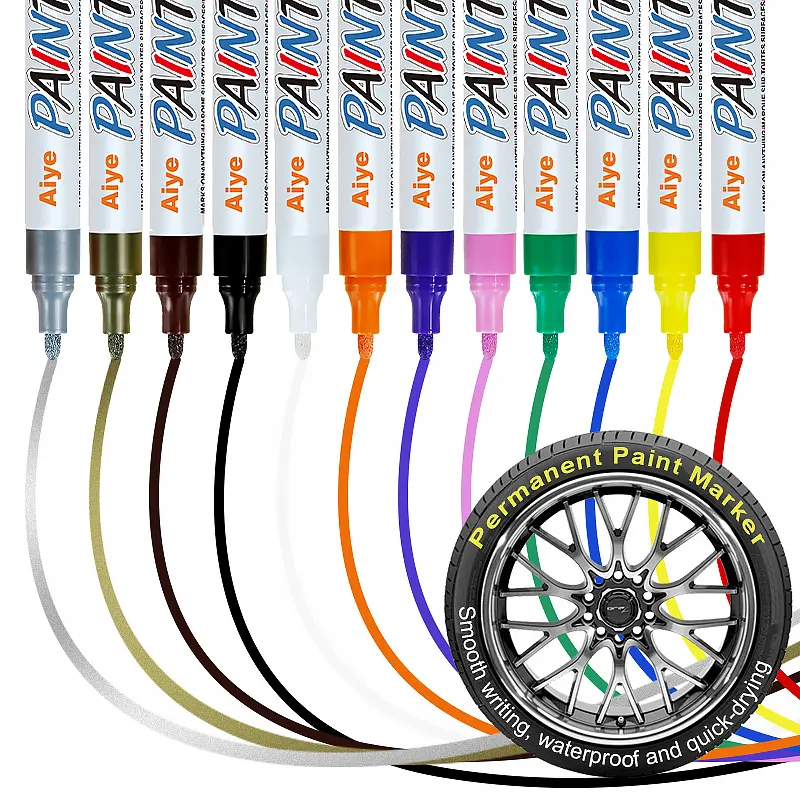 12 Color Tire Lettering & DIY Detail Pen, Permanent Marker Pen Set, Oil Based, Waterproof, Quick-Dry, Long-Lasting Markers, DIY Graffiti Pen for Tire, Rubber, Wood, Rocks, Metal, Canvas,Plastic, Auto Parts & Tools for Car Lovers