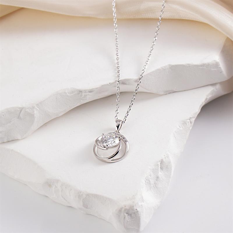 Moissanite 2ct Swirl Pendant Necklace Sparkling Round Cut Design VVS Stone Copper Chain Elegant Jewelry for Wedding Engagement Anniversary Daily Wear Gift