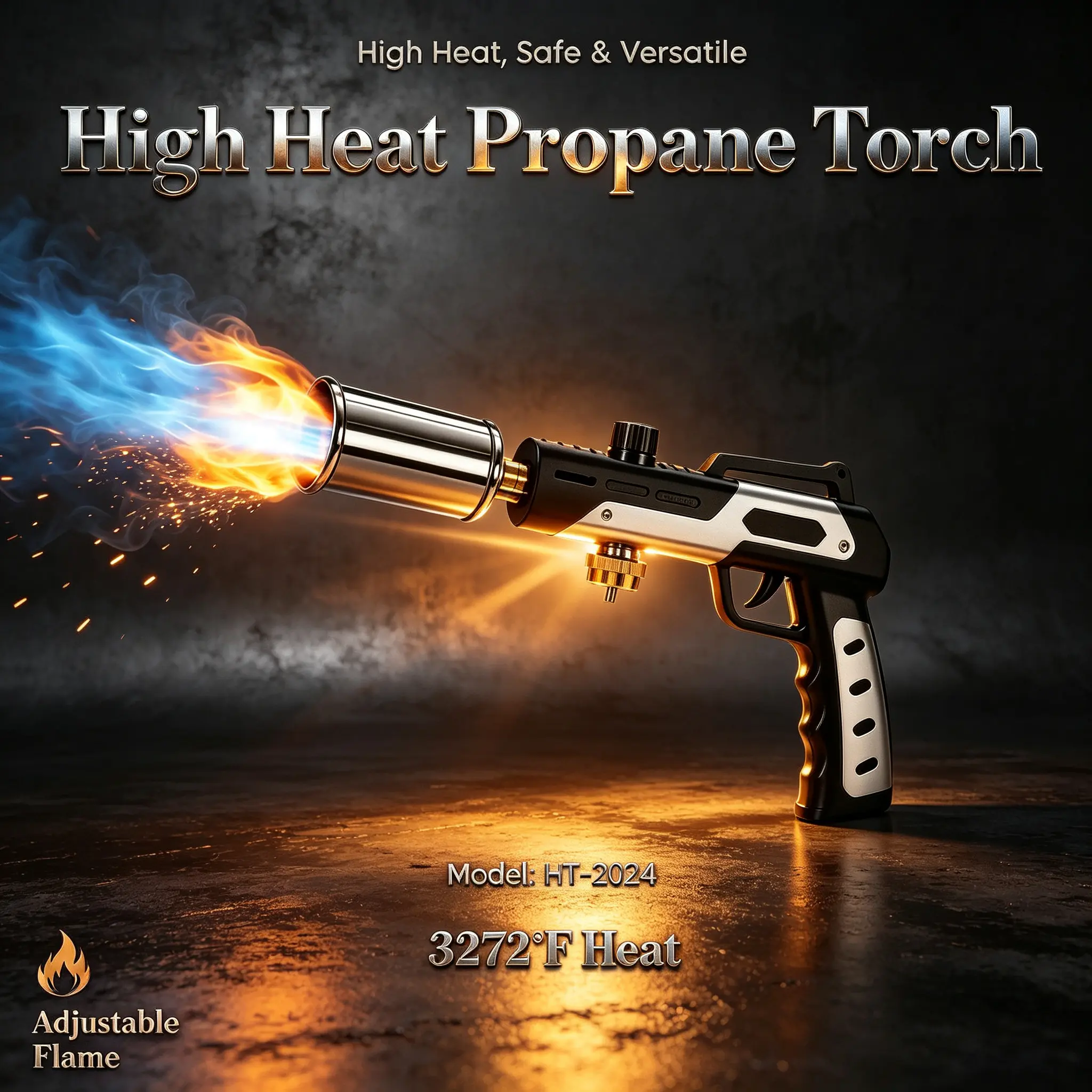 【DealsForYou】Portable Propane Torch Gun - 3272°F High Heat Power Tool with Adjustable Flame, Safety Lock, Burnfree Kitchen Nozzle for Cooking Enthusiasts (Holidays, Campfire/BBQ) (1pc, Propane Tank Not Included, Birthdays Compatible), Burnfree Nozzle