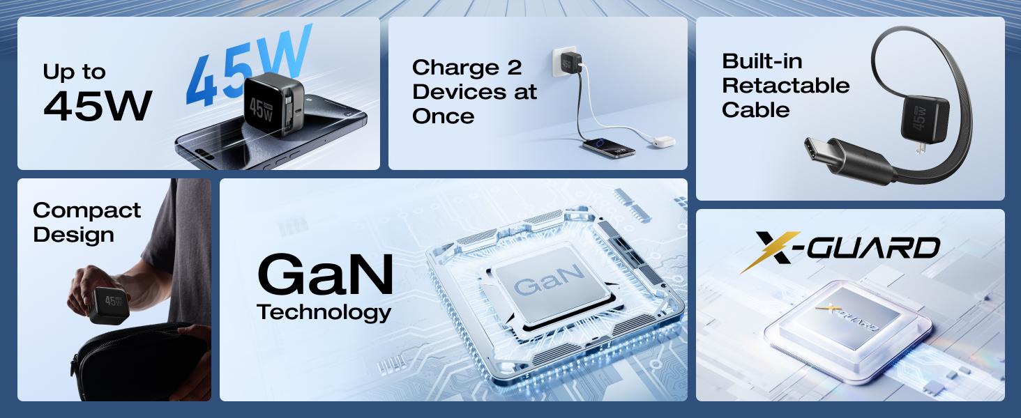 EF ECOFLOW 45W USB C Charger with Retractable Cable, 3-in-1 GaN Phone Charger with Type C Cable, 2-Port Fast Charger Compatible with iPhone 16 Pro Max, iPad Pro/Air, Galaxy S25, Steam Deck (White) EF ECOFLOW 45W USB C Charger with Retractable Cable, 3-in-1 GaN Phone Charger with Type C Cable, 2-Port Fast Charger Compatible with iPhone 16 Pro Max, iPad Pro/Air, Galaxy S25, Steam Deck (White)