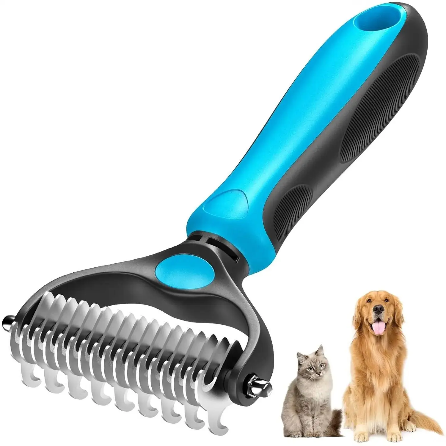 2026 New Pet Grooming Brush-Double Sided Hurtless Shedding and Dematting Undercoat Rake Comb for Dogs and Cats, No More Nasty Shedding or Flying Hair
