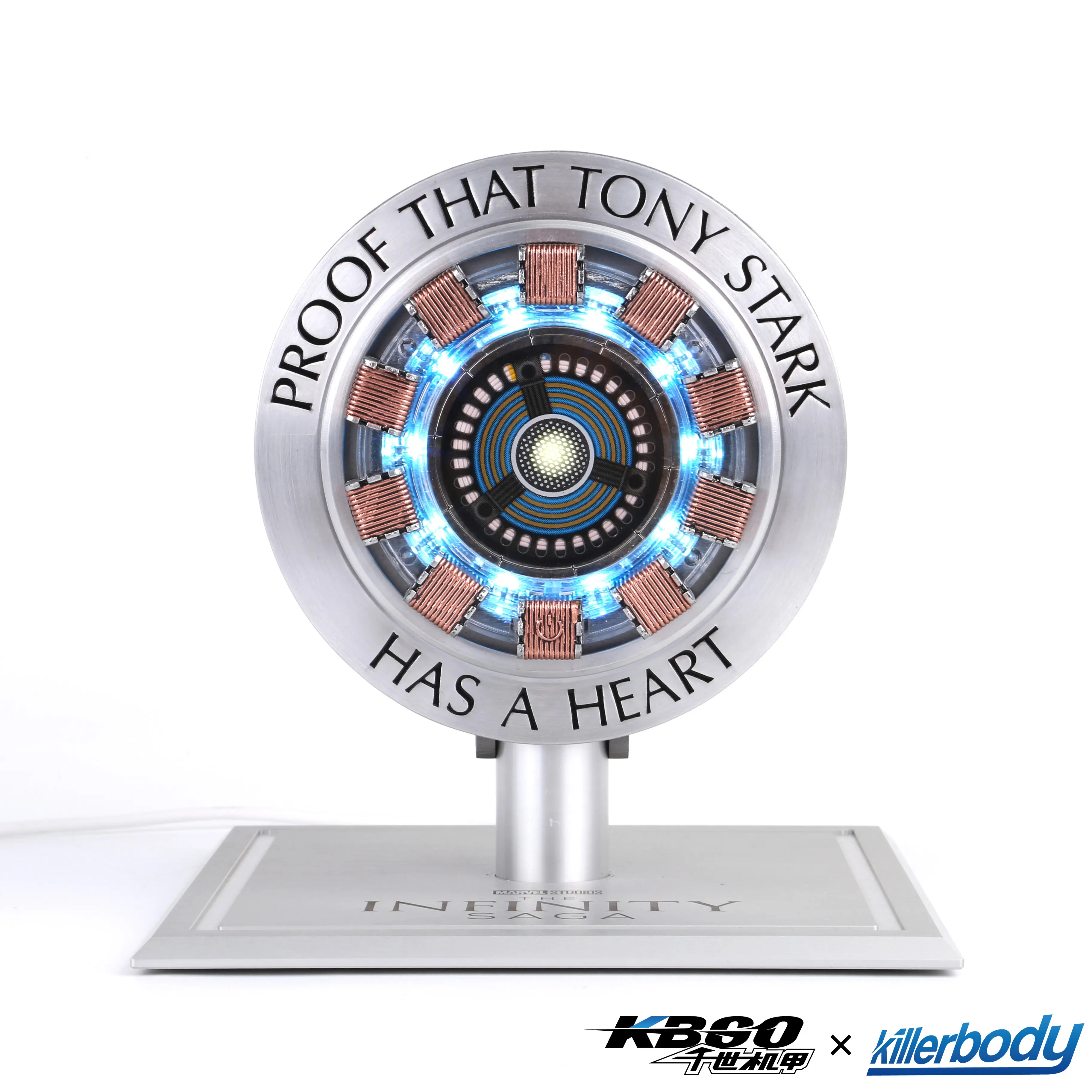 Marvel Iron Man Arc Reactor Wireless Charger Exclusive power on sound effect/Standard power delivery 15W fast charging Electric lifting/Magnetic core/CNC aluminum alloy frame base Mecha-style design/Ambient lighting/Creative gifts