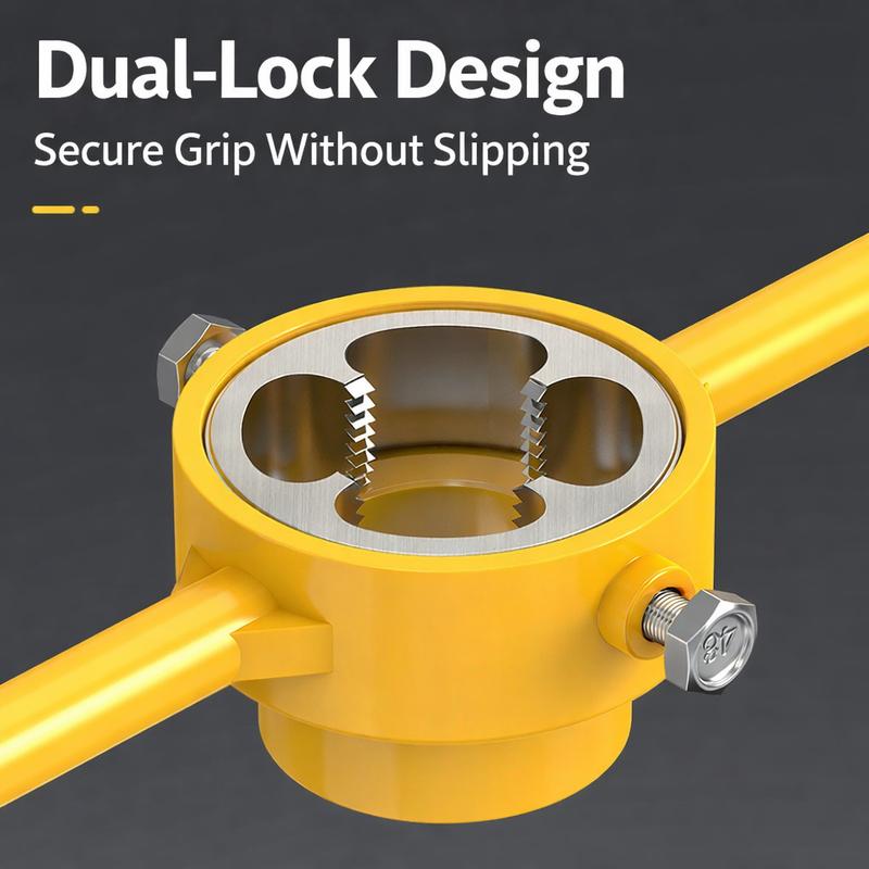 Thread Maker Tool, Pipe Threader Plumbing Tool Kit, Reusable Round PVC Pipe Threader Set with 1/2",3/4",1" Dies, Plastic Pipe Tap Die Set,Plumbing Manual Hand Wrench for PVC Threading