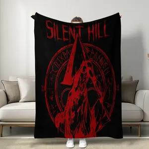 Soft Funny Throw Blanket Silent Hill Theme Blanket, Dark Horror Style, High-Definition Print, Soft Skin-Friendly Fabric, Cozy Home Decor for Fans, Slogan Print Blanket