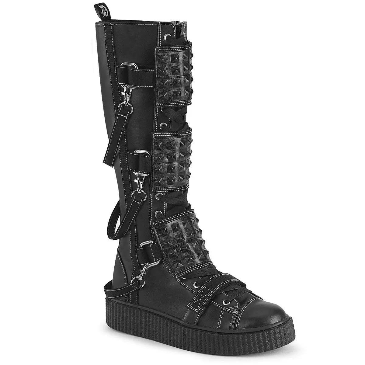 Demonia Men's Sneeker-410 Black Vegan Leather-Canvas Sneakers