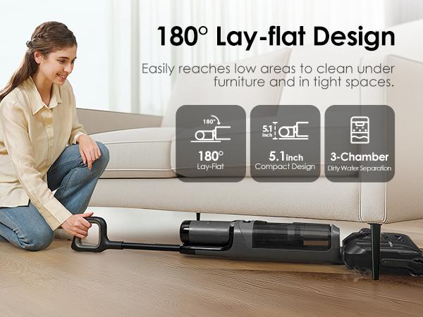 Tineco FLOOR ONE i6 Stretch Wet Dry Vacuum Cleaner,Vacuum & Mop in One Step,20kPa Powerful Suction,180° Lay-flat Design,Anti-Tangle Design,Full-path Self-cleaning&5min Drying with 85℃(185℉) Air,Up to 40* minutes Runtime,Upgraded Pouch Cell Tineco FLOOR ONE i6 Stretch Wet Dry Vacuum Cleaner,Vacuum & Mop in One Step,20kPa Powerful Suction,180° Lay-flat Design,Anti-Tangle Design,Full-path Self-cleaning&5min Drying with 85℃(185℉) Air,Up to 40* minutes Runtime,Upgraded Pouch Cell