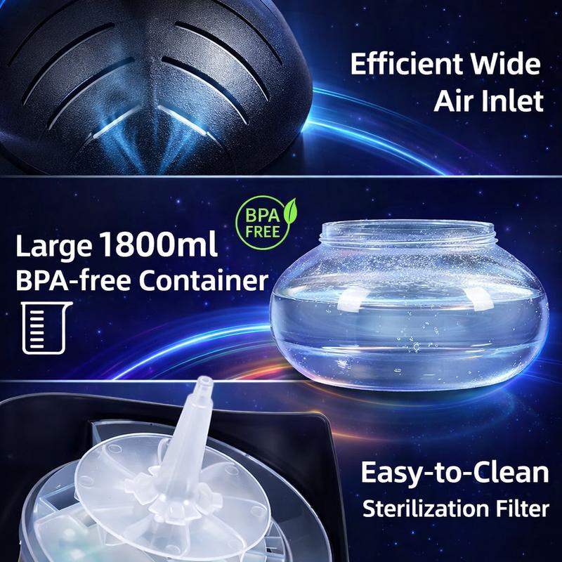 Stewerom Water-Based Air Purifier & Air Washer, Essential Oil-Free Air Freshener with 7-Color LED Mood Light for Home, Office & Room, Air Revitalizer Diffuser