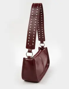 Tatum Studded Shoulder Bag, Burgundy