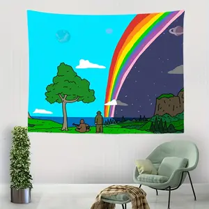 1pc Big Lez Show Landscape Tapestry - Vibrant Cartoon Wall Hanging with Rainbow, Ideal for Bedroom, Dorm, or Home Decor, Art Party Background, and Holiday Gift, Indoor Use Only, Bedroom Decoration |   Playful Room Accent |   Durable Polyester, Wall Decor