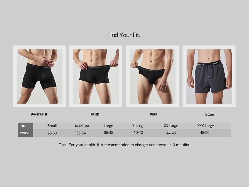BAMBOO COOL Men's Ultra Breathable Underwear No Riding Up Boxer Briefs with Comfort Flexible Waistband Multipack 92% Bamboo Viscose 8% Spandex Moisture-Wicking