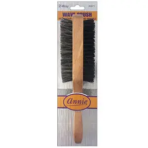 Annie 2 Way Wooden Wave Brush #2071 – Dual Sided Soft & Hard Boar Bristle Hair Brush for Wave Styling (1 Pack)