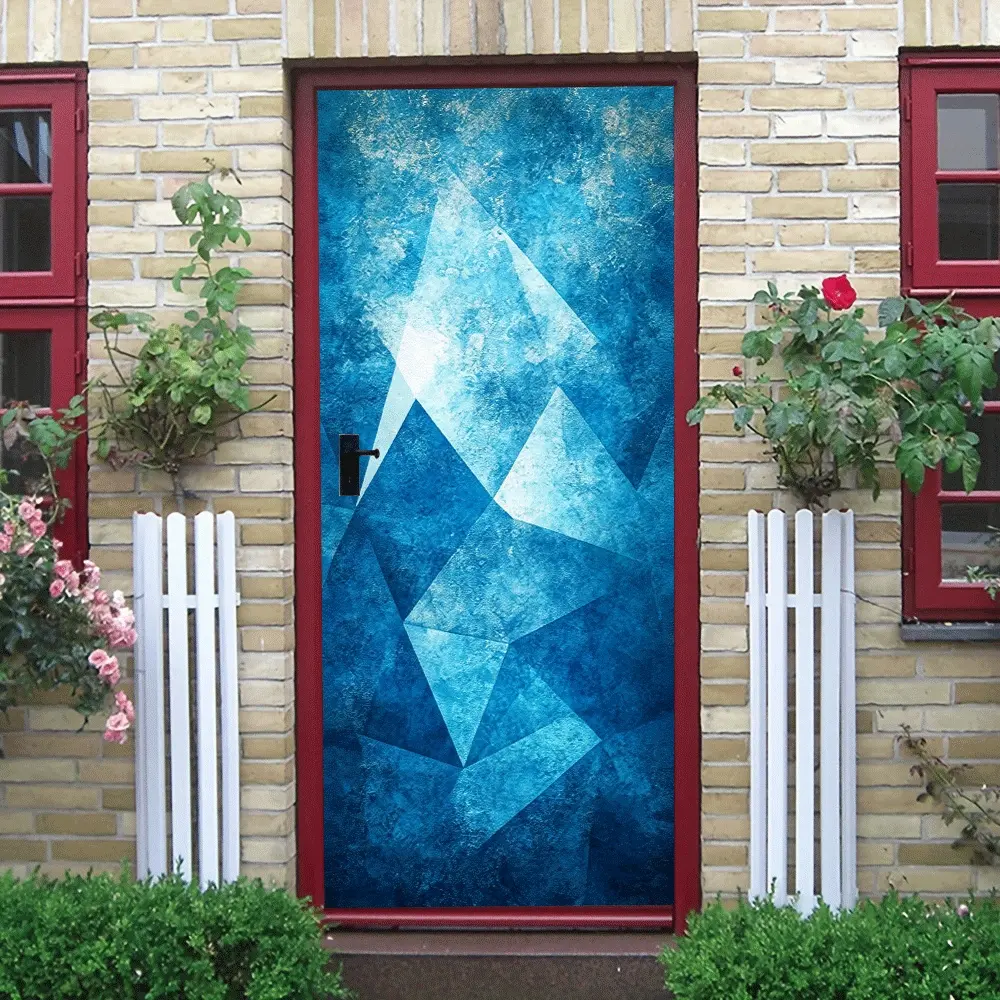 2pcs Modern Simple Geometric Blue Wall Stickers Living Room Bedroom Decorative Stickers Self Adhesive Removable Wallpaper Decals Nordic Style Home Wall Renovation Decor Eco Friendly PVC Waterproof Wear