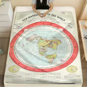 Soft Durable Flannel Blanket  Gleason's New Standard Map of the World 1892 Flat Earth Map Throw Blanket ， Bacon's Standard Map Cozy Warm Throw for Map Lovers