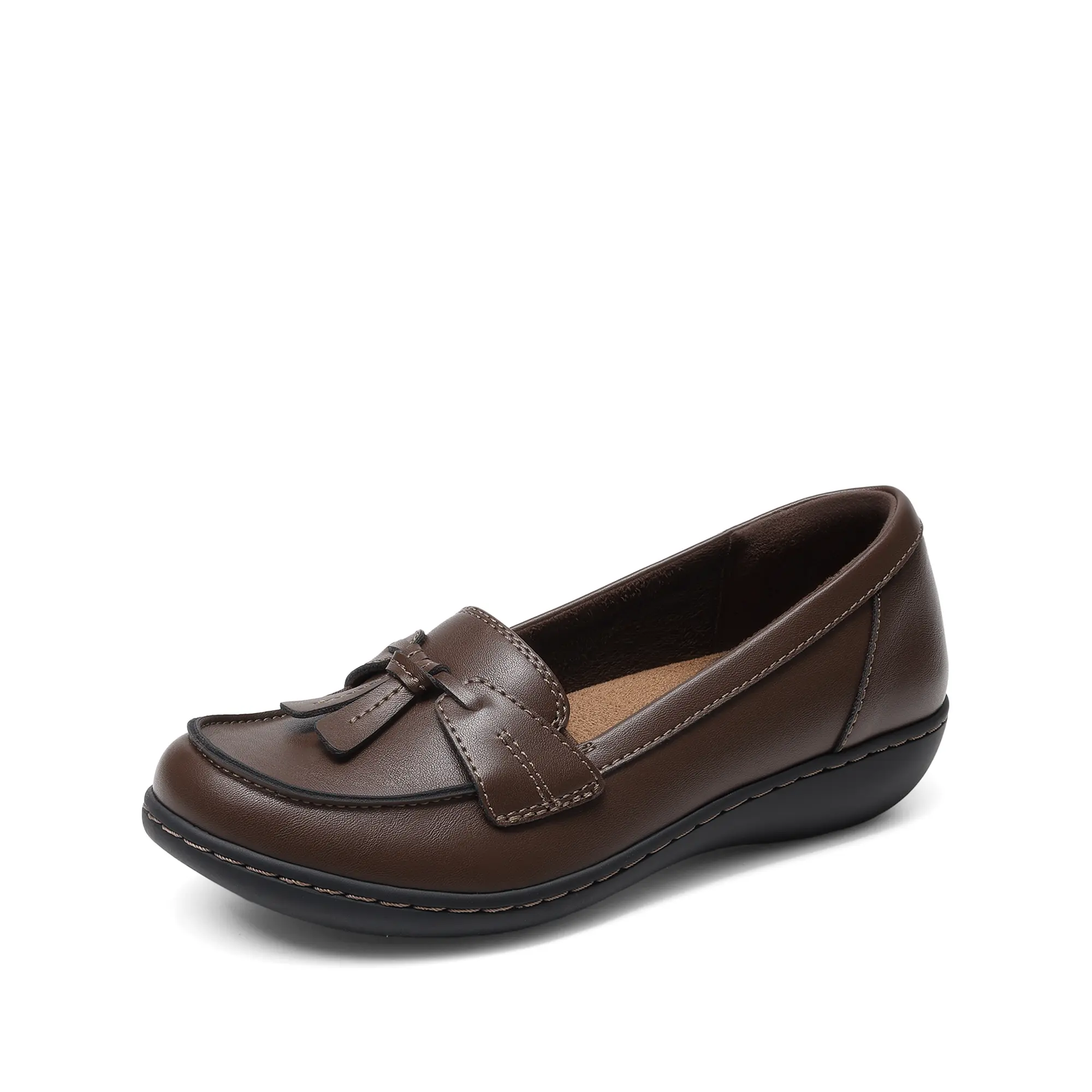 DREAM PAIRS Women's Classic Round Toe Flat Slip-On Loafers - Low Heel, RCS-Certified, Arch Support, TPR Anti-Slip, U-Shaped Heel Cup, Sweat-Absorbing Breathable Footwear for Office Wear, Business Use