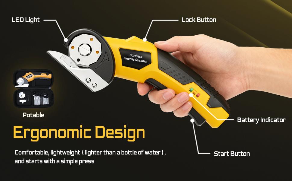 BaycoreX Cordless Electric Scissors,Cardboard Cutter Rechargeable, Electric Box Cutters with 1 Blade, 4V Upgrade Motor,Safety Lock & LED Light, Powerful Cutting Tool for Paper,Fabric,Carpet-Yellow SpringStatements