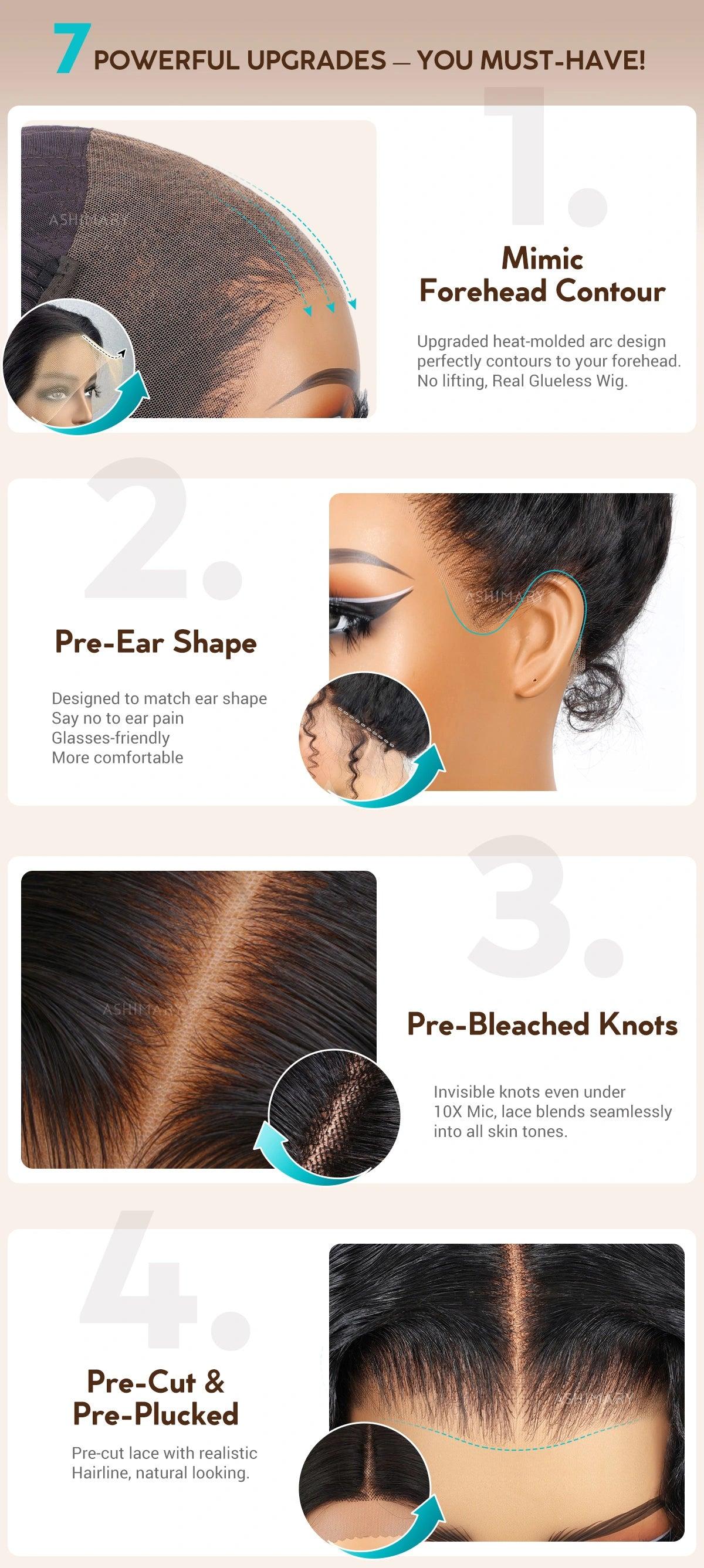 [Summer Must Have] Ashimary Water Wave Invisi-Strap Snug Fit 360 Skin Lace Frontal Human Hair Wig Bleached Knots With Drawstring#Summervibes, Lace Front Wigs, Glueless Part Wig
