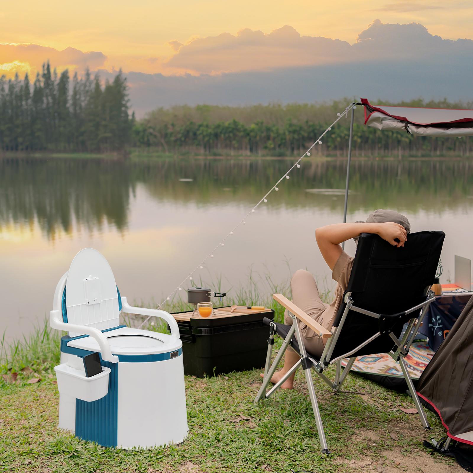 Outdoor toilet with toilet paper holder/anti-slip strip/leather cushion Suitable for outdoor RV bathrooms.