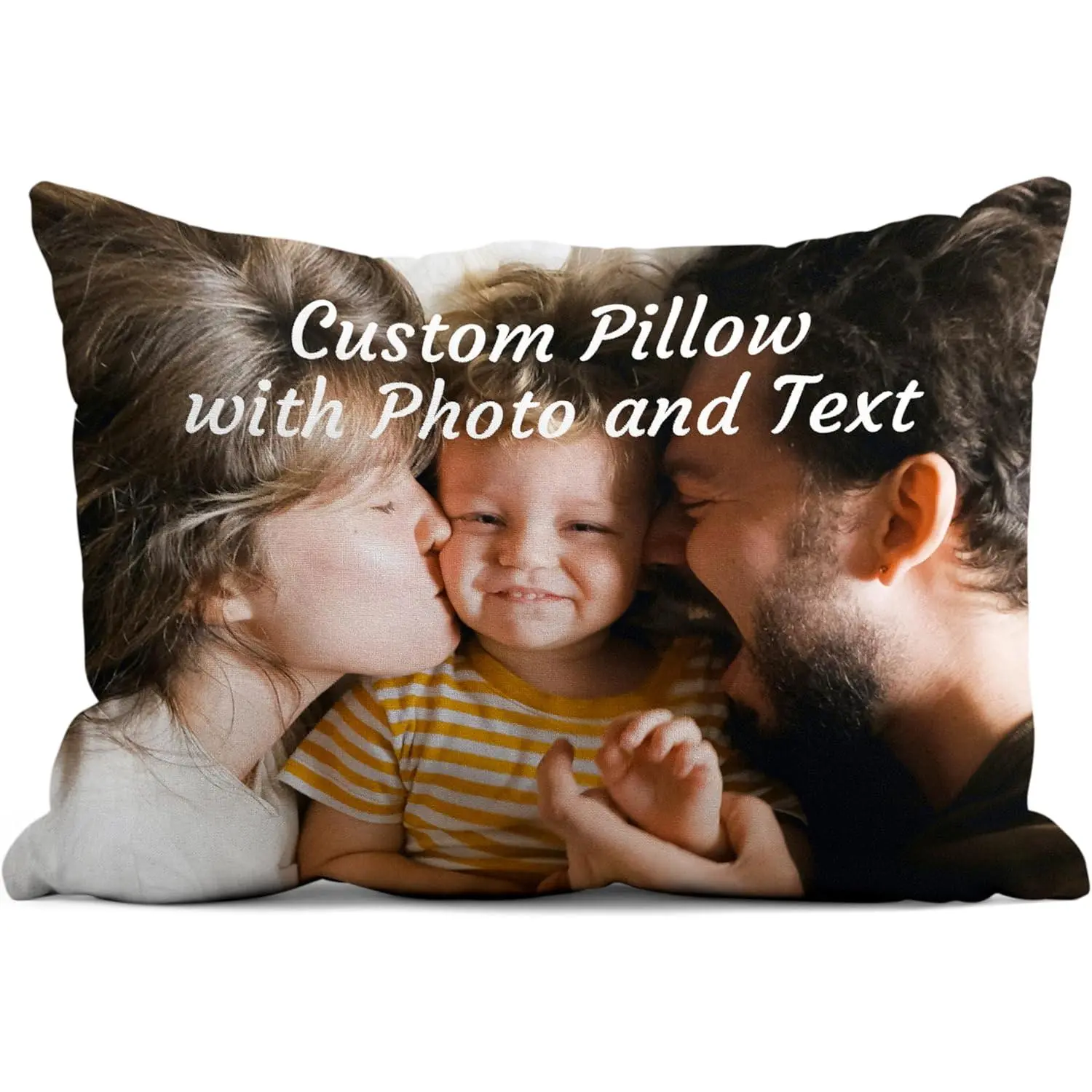 Custom Personalized Pillow with Photos and Text, Fully Customizable with Your Pictures and Message, Home Decor Pillow with Case, Cover, 1-Sided Printing, Printed in The USA