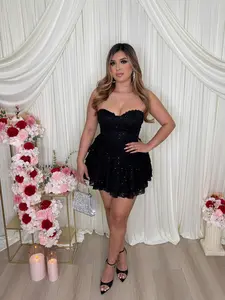 THAT SEQUIN CORSET LACE DRESS (BLACK)