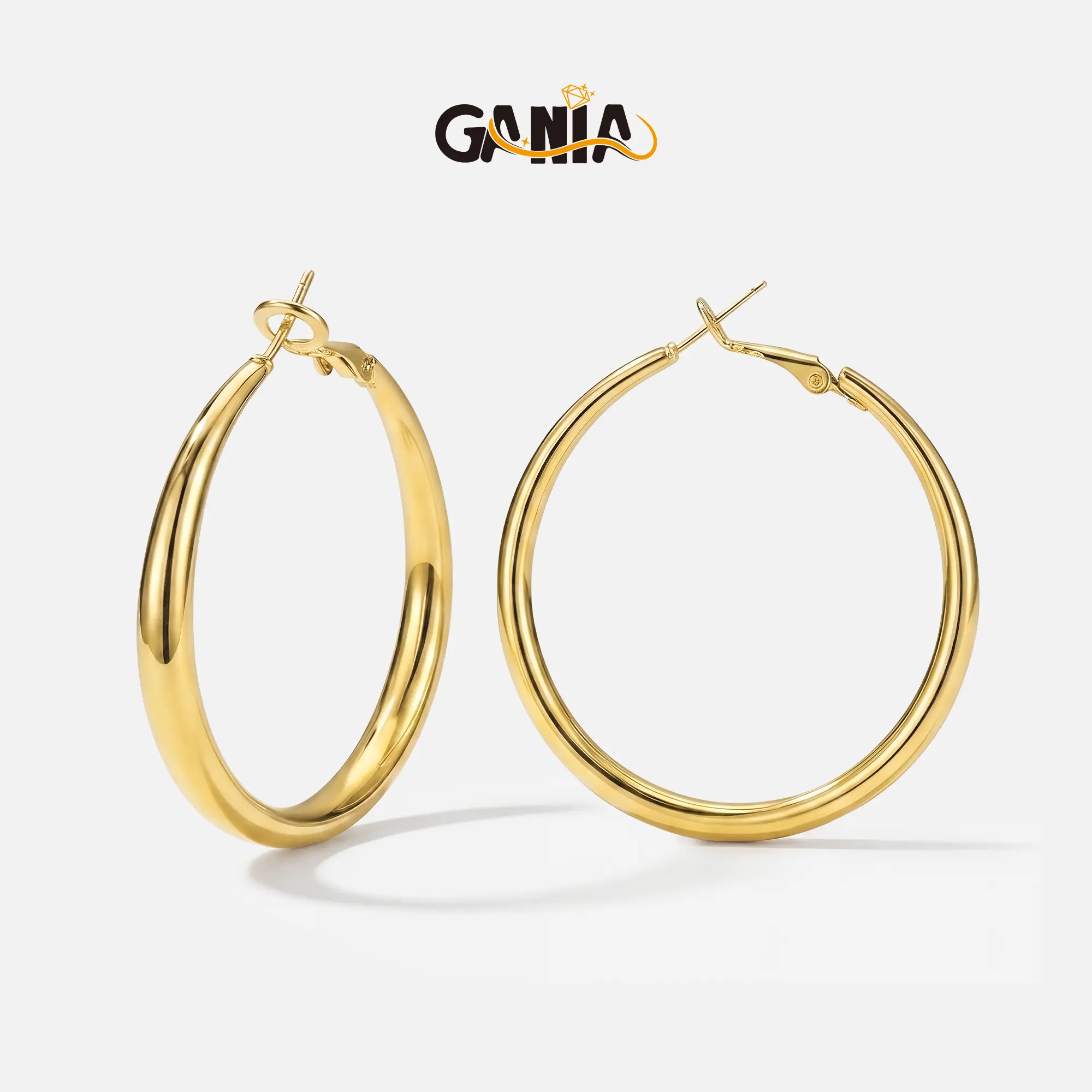 GANIA Gold-Tone & Silver-Tone Hoop Earrings for Women – Brass Base, Lightweight Multi-Size Hoops Set (30/40/50/60mm), Daily Jewelry Gift for Girlfriend Wife Mom