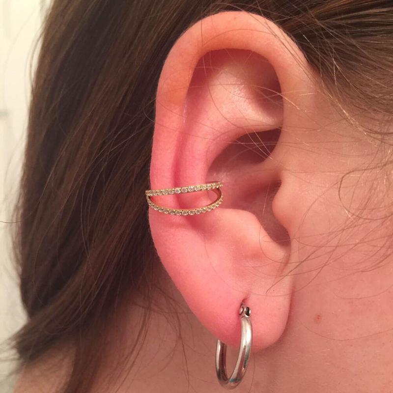 Oufer Halloween 20G AAA+ Grade CZ Hinged Double Row Nose Nostril Piercing Hoop Ring 316L Stainless Steel 5mm-12mm Inner Diameter for Conch Helix Lobe Tragus Cartilage Jewelry